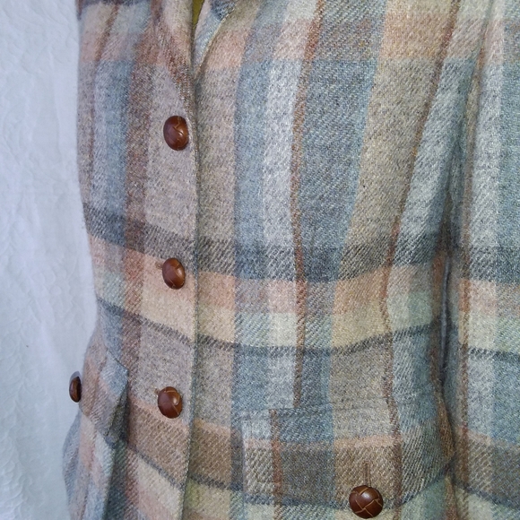 Vintage Ralph Lauren wool plaid safari riding jacket blazer 4 - Picture 2 of 6